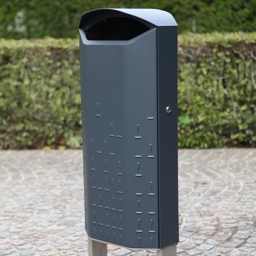 Park-Abfallbehälter - BINSTAR 70L - Metaalwaren Claerbout BV - Edelstahl / mit integriertem Aschenbecher / mit Deckel