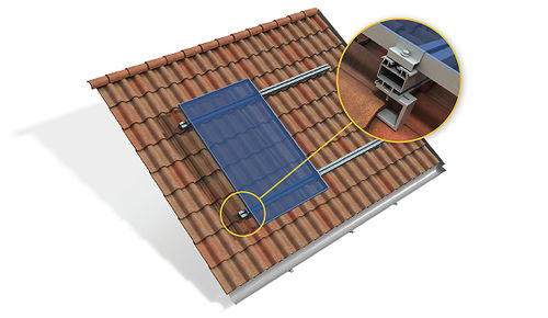 Montagesystem für Schrägdach - WITH BRACKETS, FOR TILES AND ROMAN TILES - Thesan - für Ziegeldach / eingebaut / mit verschraubten Fundament Pfählen