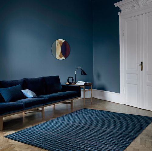 Moderner Teppich - LOTUS - Fabula living - Karomuster / Neuseelandwolle / Leinen