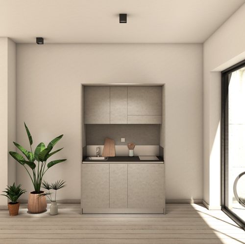 Moderne Kochnische - ARIA 139 - MiniCucine.com - kompakt / melaminbeschichtet / Monoblock