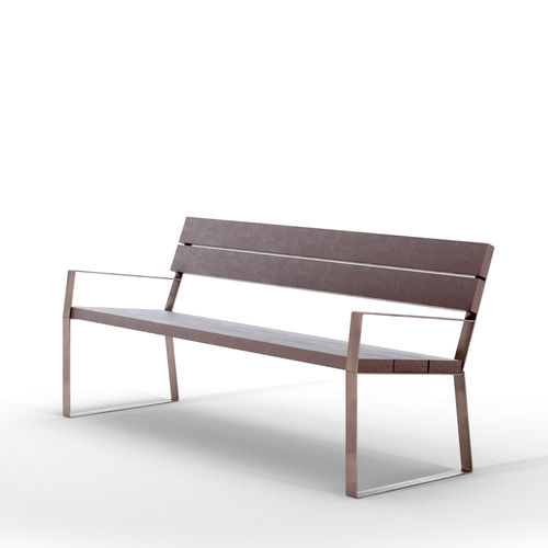 Moderne Bank für den öffentlichen Raum - EASY EVO RECY - THE ITALIAN LAB SRL - Stahlblech / Recyclingkunststoff / mit Rückenlehne