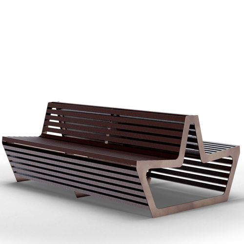 Moderne Bank für den öffentlichen Raum - WOODY TWINS RECY - THE ITALIAN LAB SRL - Stahl / Edelstahl / Recyclingkunststoff