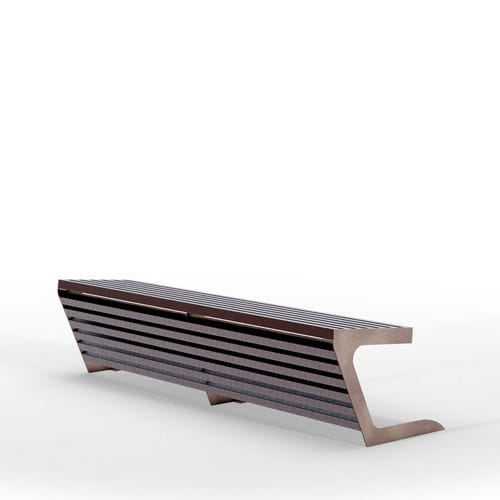 Moderne Bank für den öffentlichen Raum - WOODY seat RECY - THE ITALIAN LAB SRL - Stahl / Edelstahl / Recyclingkunststoff