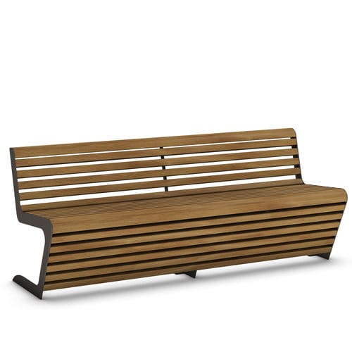Moderne Bank für den öffentlichen Raum - WOODY - THE ITALIAN LAB SRL - Tropenholz / galvanisiertem Stahl / Edelstahl