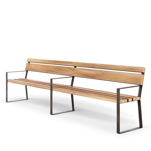 Moderne Bank für den öffentlichen Raum - EASY EVO 3.0 - THE ITALIAN LAB SRL - Holz / Stahl / mit Rückenlehne
