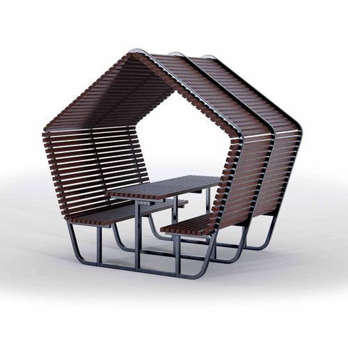 Tisch mit Überdachung - URBAN RECY - THE ITALIAN LAB SRL - modern / Recyclingkunststoff / Gestell aus Stahl