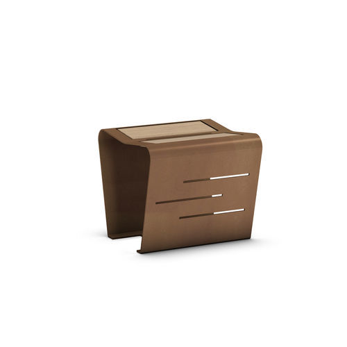Moderner Hocker - MAC WOOD - THE ITALIAN LAB SRL - Tropenholz / Gestell aus Stahlblech / mit Kufengestell