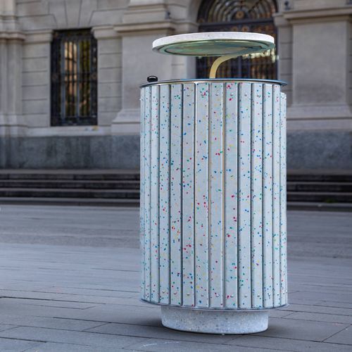 Park-Abfallbehälter - LUXURY - THE ITALIAN LAB SRL - Stahlblech / Recyclingkunststoff / Zement