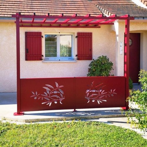 Selbsttragende Pergola - Ambellya - GYT - angebaut / thermolackiertes Aluminium / mit orientierbaren Lamellen