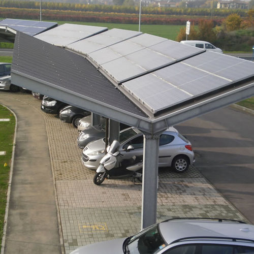 Carport für Gewerbegebrauch - Carpenterie MUSSINI - mit Solarpaneel / Stahl