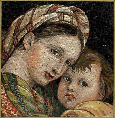 Glasmosaikfliese - MADONNA - Vincenzo Greco - poliert / für den Innenraum / Wand