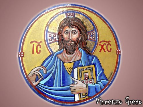 Glasmosaikfliese - JESUS PANTOCRATOR  - Vincenzo Greco - poliert / für den Innenraum / für Außenbereich