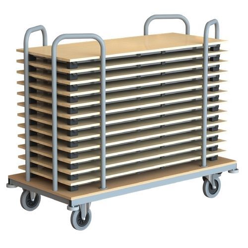 Wagen / fur Tisch-Transport - HORIZONTAL PREMIUM - Mott Mobile Systeme GmbH &Co. KG - für Gewerbegebrauch / Aluminium / thermolackierter Stahl