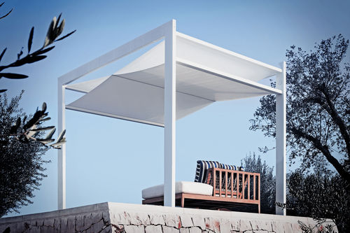 Selbsttragende Pergola - PARTERRE : XENTIA - Frigerio Living - Aluminium / mit Stoffüberdachung