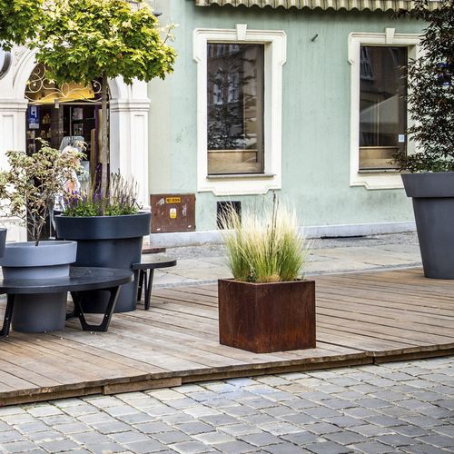 Stahl-Pflanzkübel - Square - Terra Group - Glasfaser / quadratisch / wetterbeständig