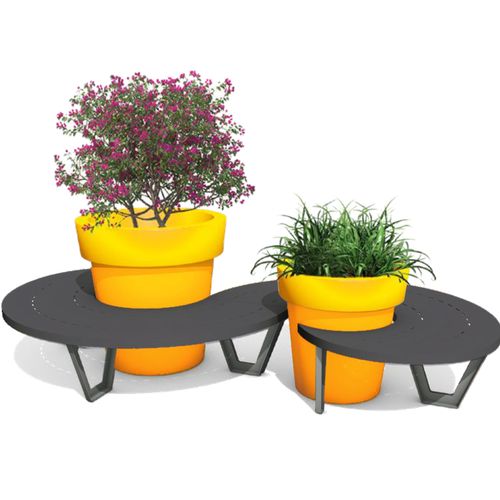 Moderne Bank für den öffentlichen Raum - Set Doble 95/120 - Terra Group - galvanisiertem Stahl / ohne Rückenlehne / ohne Armlehnen