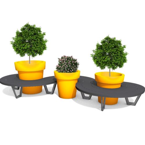 Moderne Bank für den öffentlichen Raum - Set Triple 95/80/80 - Terra Group - galvanisiertem Stahl / ohne Rückenlehne / ohne Armlehnen