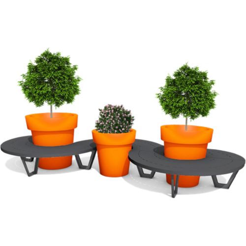 Moderne Bank für den öffentlichen Raum - Set Triple 95/80/95 - Terra Group - galvanisiertem Stahl / ohne Rückenlehne / ohne Armlehnen