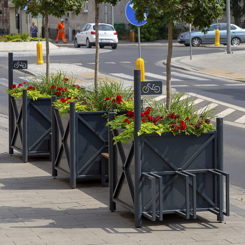 Bodenstehender Fahrradständer - Urbana Rack XL - Terra Group - mit integrierten Pflanzkübeln / für öffentliche Bereiche / Stahl