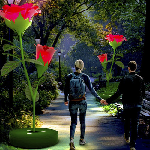 Dekor-Kunstinstallation - 3D Double Rose - Terra Group - beleuchtende / für Straße / bodenstehend