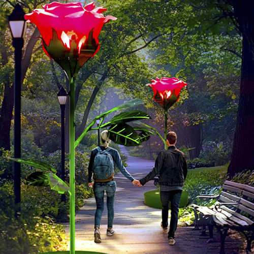 Skulptur für Außenbereich - 3D Single Rose - Terra Group - Garten / beleuchtende / bodenstehend