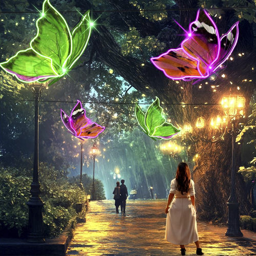 Skulptur für Außenbereich - BUTTERFLY 3D AVENUE - Terra Group - Garten / LED-beleuchtet / hängend