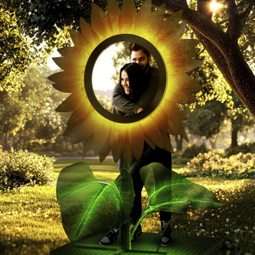 Skulptur für Außenbereich - 3D SUNFLOWER - Terra Group - Garten / LED-beleuchtet / bodenstehend
