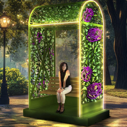 Selbsttragende Pergola - 3D GARDEN - Terra Group - Metall / Rundbogen / mit integrierter LED-Beleuchtung