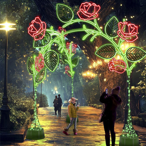 LED-beleuchtete Kunstinstallation - 3D ROSES - Terra Group - Bogen / bodenstehend / für öffentliche Bereiche