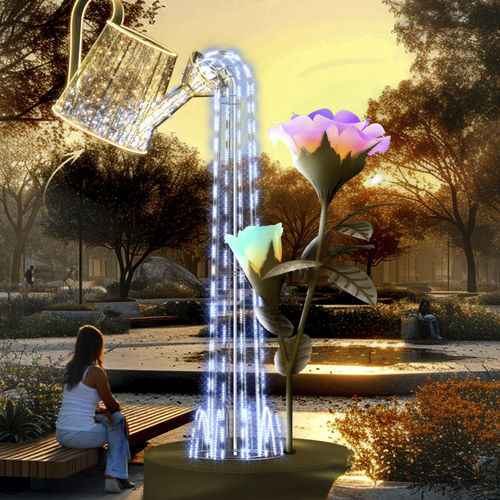 Skulptur für Außenbereich - WATERING 3D WITH A ROSE - Terra Group - Garten / LED-beleuchtet / freistehend