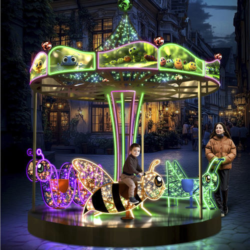 Spielplatz-Drehgerät / für Kinder - CAROUSEL 3D WITH INSECTS - Terra Group - für Spielplätze / für öffentliche Bereiche / mit integrierter LED