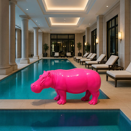 Glasfaser-Skulptur - HIPPO - Terra Group - für Außenbereich / Garten / freistehend