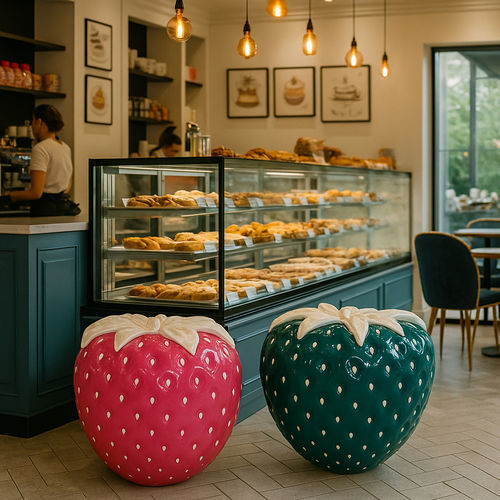 Glasfaser-Skulptur - STRAWBERRY - Terra Group - bodenstehend / freistehend / bodenstehend