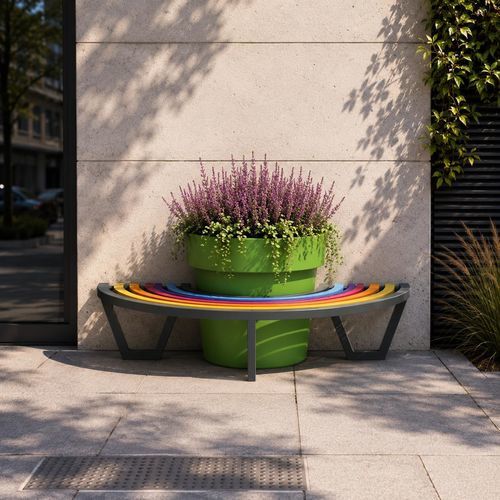 Moderne Bank für den öffentlichen Raum - ZEBRA 1/2 - Terra Group - Stahl / pulverbeschichteter Stahl / aus lackiertem Stahl