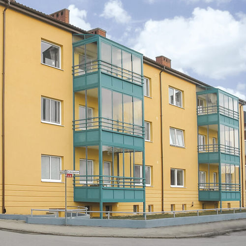 Aluminium-Geländer - SZWECJA - Copal - Glasplatten / für Außenbereich / für Balkon