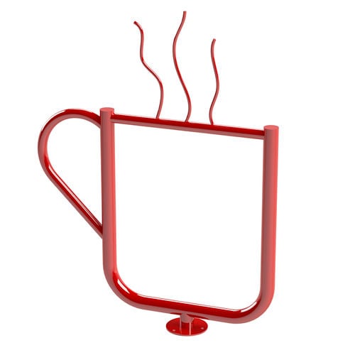 Bodenstehender Fahrradständer - COFFEE CUP - Madrax - originelles Design / für öffentliche Bereiche / pulverbeschichteter Stahl