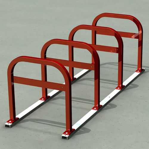 Bodenstehender Fahrradständer - SQUARE U ON RAILS - Madrax - gesichert / für öffentliche Bereiche / galvanisiertem Stahl