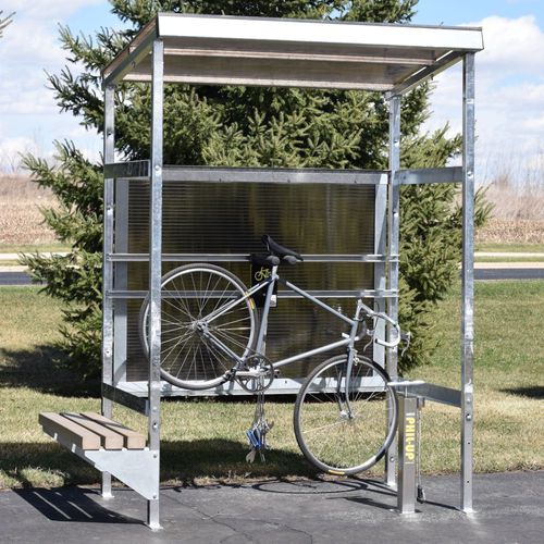 Fahrrad-Reparaturstation / galvanisiertem Stahl - SHD-BR - Madrax - Polycarbonat / mit Luftpumpe / mit Werkzeug