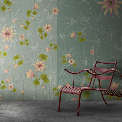 Moderne Tapete - AQUA LILIUM - N.O.W. Edizioni - Blumenmotiv / bedruckt