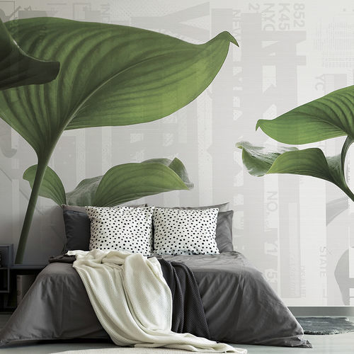 Moderne Tapete - LEAVES - N.O.W. Edizioni - Naturmotiv / Städtemotiv / grau