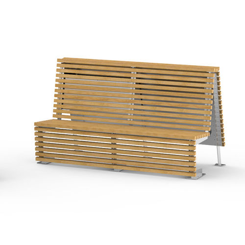 Moderne Bank für den öffentlichen Raum - 02.025.1 - ZANO Street Furniture - Kiefer / Edelstahl / HPL