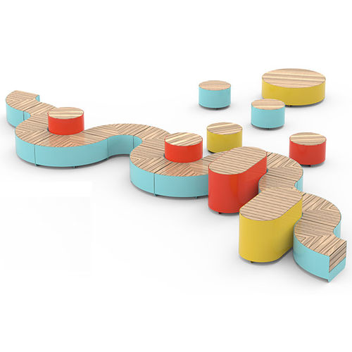 Moderne Bank für den öffentlichen Raum - UNIVERSE 02.455.4 - ZANO Street Furniture - Tropenholz / Fichte / Edelstahl