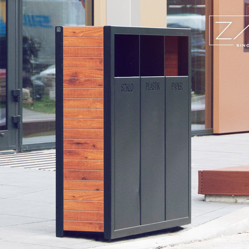 Park-Abfallbehälter - PAVO 15.063 - ZANO Street Furniture - System / galvanisiertem Stahl / Edelstahl