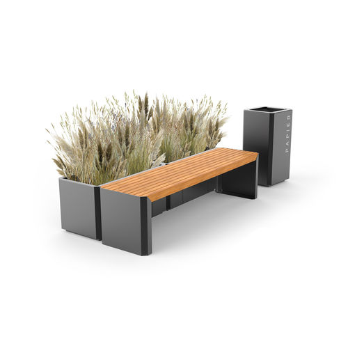 Moderne Bank für den öffentlichen Raum - STILO - ZANO Street Furniture - Laubholz / Stahl / Edelstahl