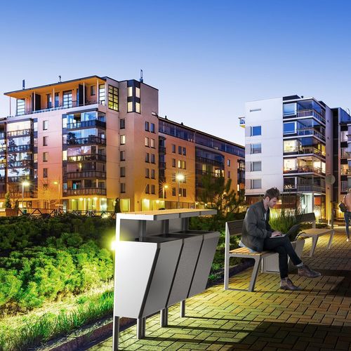 Park-Abfallbehälter - SCANDIK - ZANO Street Furniture - System / auf Beinen / galvanisiertem Stahl