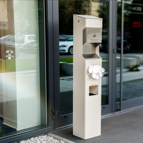 Desinfektionssäule - SANIT - ZANO Street Furniture - mit Handschhspender / mit Abfallbehälter / mit Feuchttuchspender
