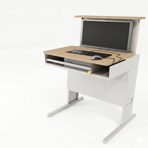 Bodenstehender Computertisch. - LARGE (A5B) - DECADRAGES / BEDUP® - klassisch / Metall / mit Kabelfach
