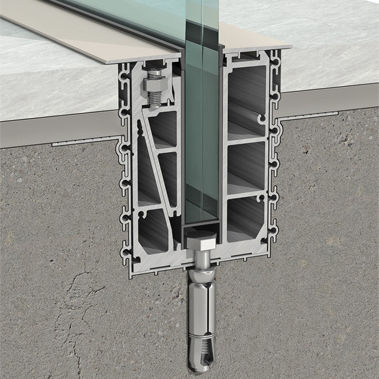 Aluminium-Befestigungssystem - CU - Clear glass - für Paneele / für Geländer / Außen
