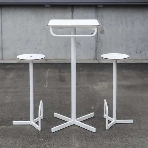 Moderner Barhocker - BISTROT LBS180 - egoé - HPL / Gestell aus Stahl / mit Mittelfuß