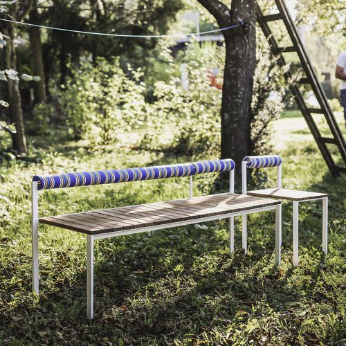 Moderne Gartenbank - BISTROT LBS217 - egoé - Massivholz / Stoff / Stahl